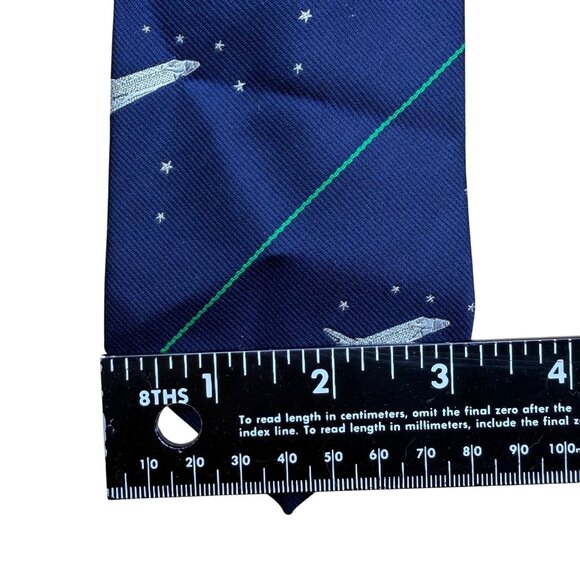 Smithsonian Mens Navy Silk/Poly Space Shuttle Tie Blue Starry NASA Design - Picture 8 of 8